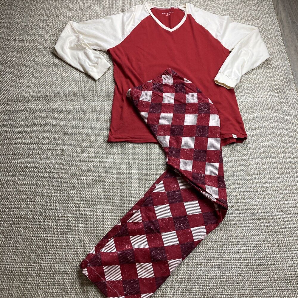 Burt’s Bees Baby Cranberry Raglan Tee & Abstract Argyle Pants Pajama Set Men 2XL